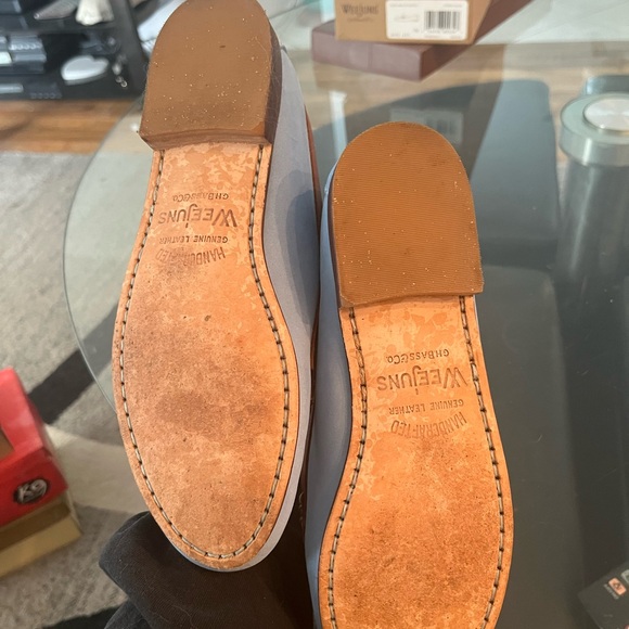 G.H. Bass & Co. Light Blue and Brown Suede Penny Loafers - Picture 3 of 4